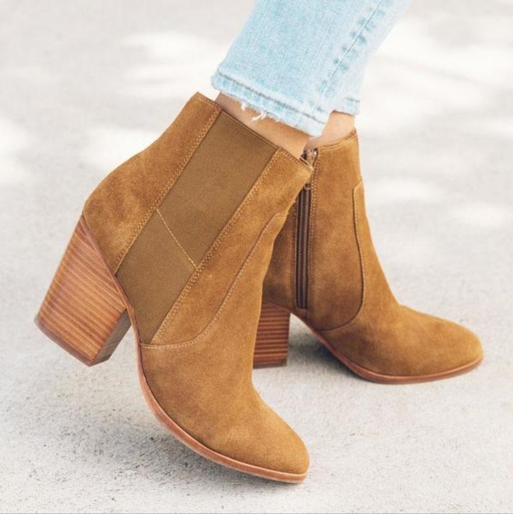 Soludos Emma Bootie Chestnut Brown Suede 5.5